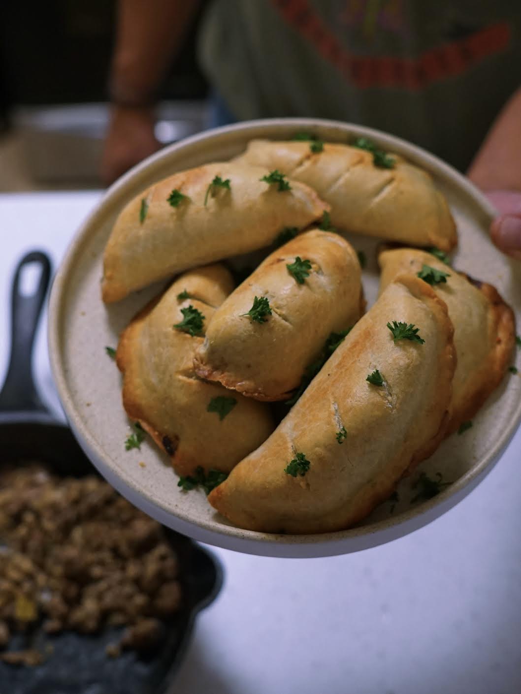 Wagyu béchamel empanadas served with chimichurri